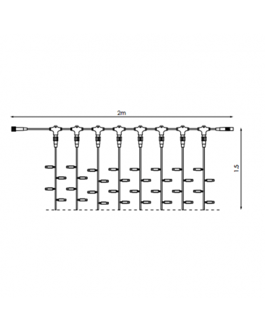 LED curtain lights 2x1.5m Blue Leds, clear capsule, connectable and for outdoor use IP65