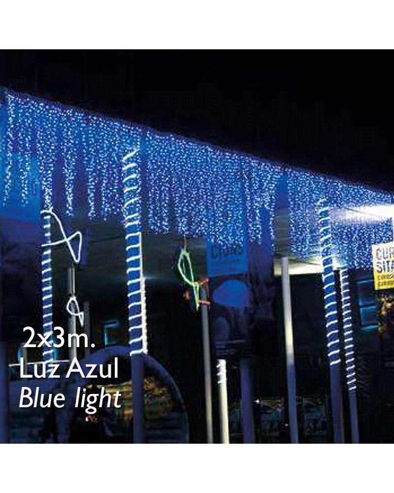 Son delicado Tesauro Cortina LED 2x3m Leds azul, cápsula clara, empalmable y apta para  exteriores IP65