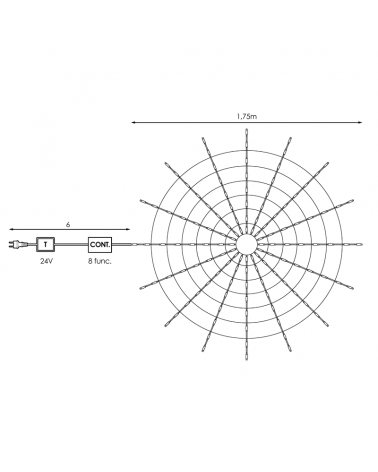 LED net light spider web diameter 80cms. 0.8m 24V for outdoor or indoor with controller included