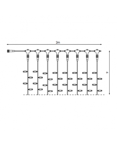 LED curtain lights 2x9m Leds cool white, white cable, clear capsule and for outdoor use IP65