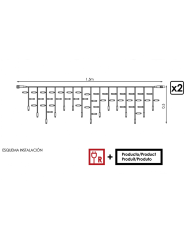 LED curtain lights 3x0.5m warm white ice effect, with 114 leds IP65 for outdoor use