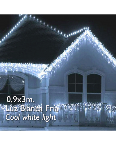 LED curtain lights 3x0.9m cool white ice effect, with 174 leds IP65 for outdoor use