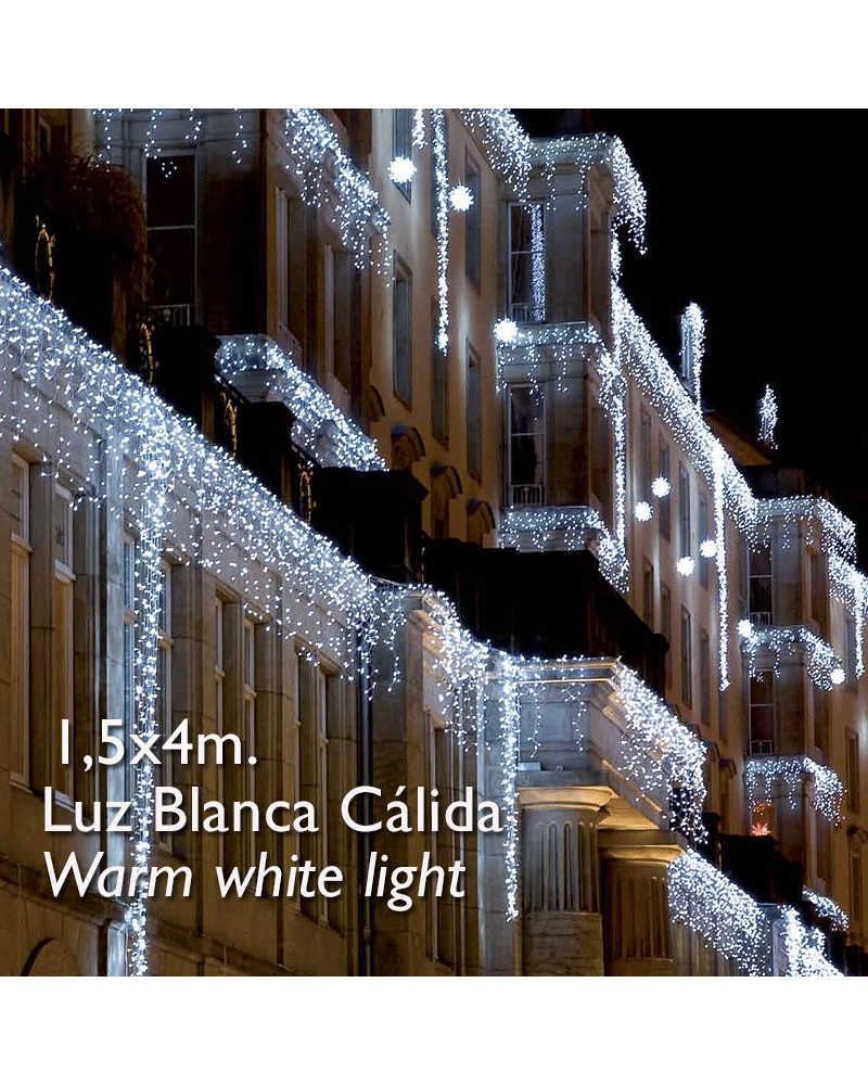 cortina de leds azul 3x0,9m efecto hielo, con 174 leds ip65 apta para exterior