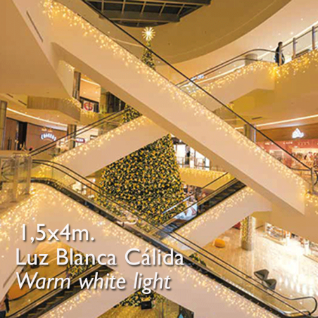 LED curtain lights 4x1.5m warm white ice effect, with 304 leds IP65 for outdoor use
