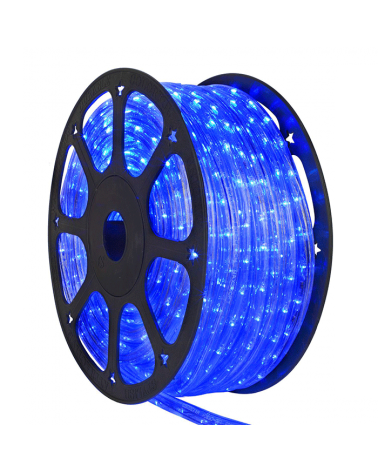 Bobina 10m hilo LED ultrafino 7mm en azul, cable transparente IP44 6V