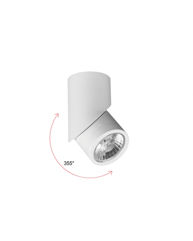 Wall and ceiling cylinder spotlight 6cm white color LED 7W Aluminum tilting 355º 4000 K. 960 Lm.