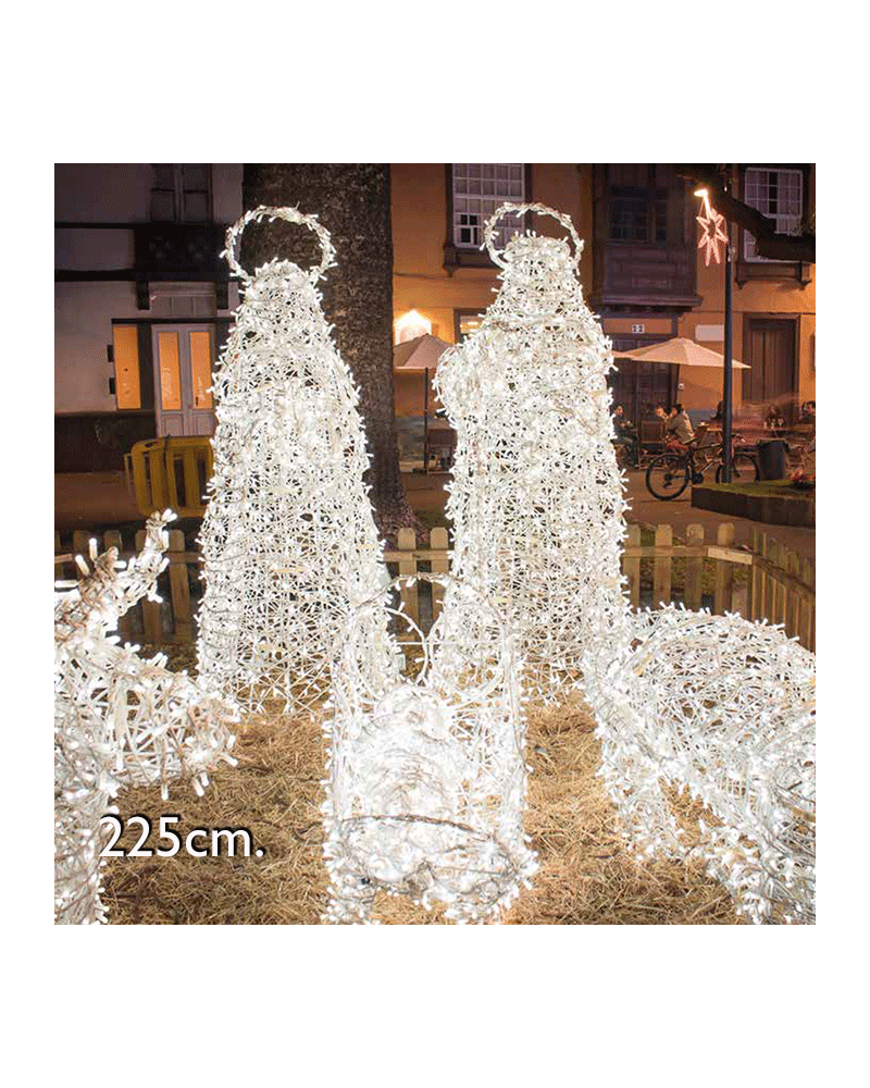 Large 3D Christmas nativity scene with 5 LED figures IP44 for outdoor use 230V