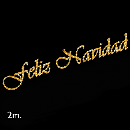 Golden corporeal sign FELIZ NAVIDAD 2 meters warm LEDs IP44 9W