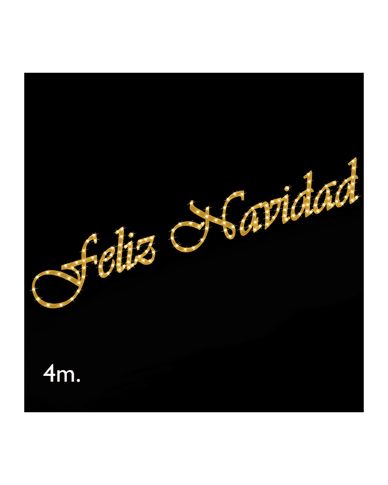 Cartel corpóreo dorado FELIZ NAVIDAD de 4 metros LEDs cálidos IP44 15W