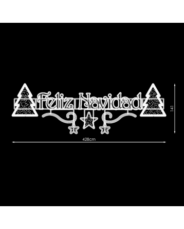 FELIZ NAVIDAD sign with fir trees of 4.28 meters warm LEDs IP65 132W