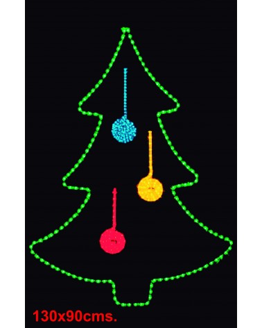 Christmas figure fir tree with ornaments 130x90cms suitable for outdoors