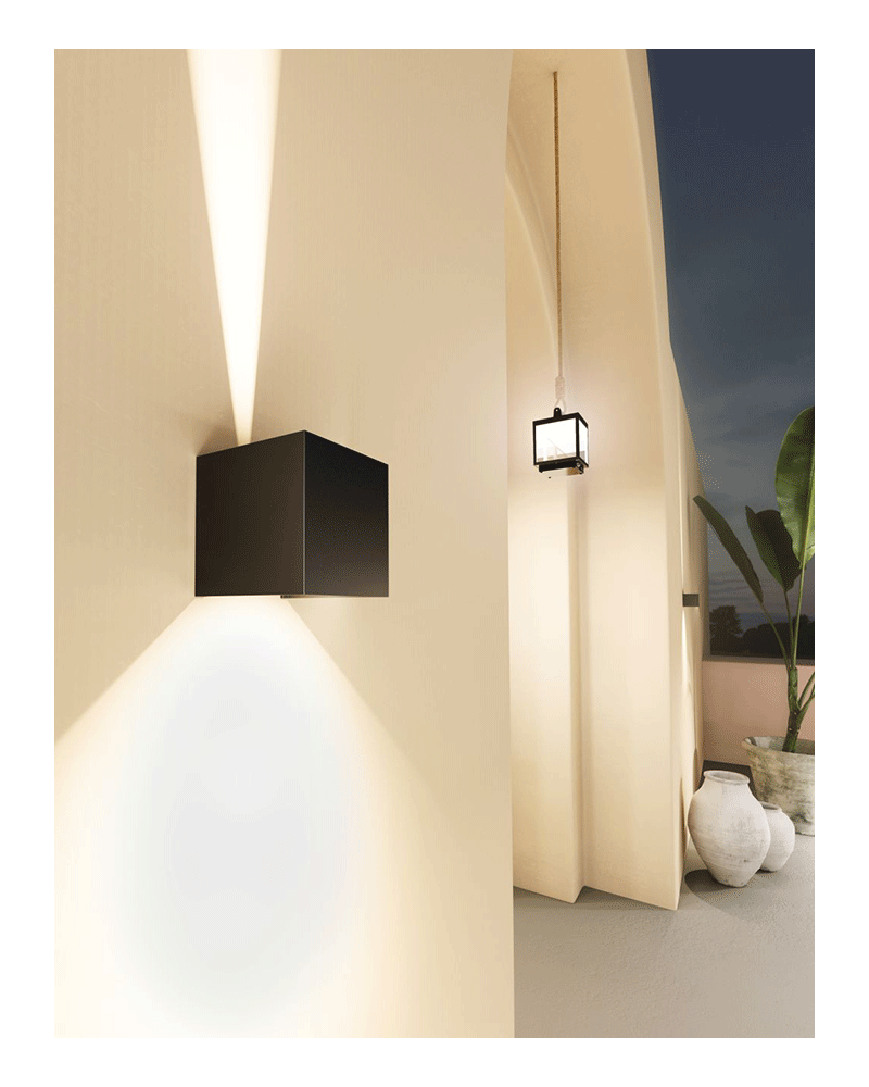 LED black outdoor wall light on top and bottom 6.8W Aluminum 10cm 4000k. 542 lm.