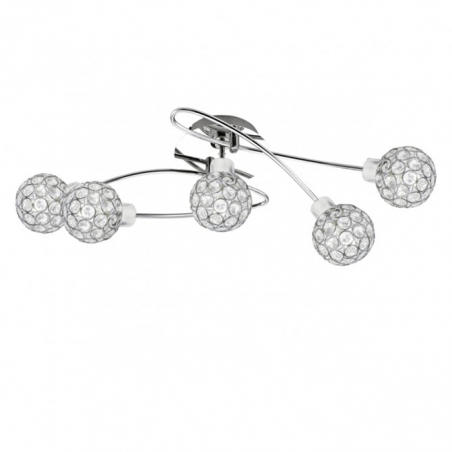 Ceiling lamp 5 spotlights 65cm chrome imitation diamond diffuser with metal frames 40W G10