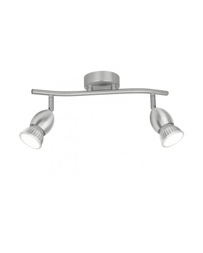 Surface mounted 2 spot lights 35cm satin nickel color bullet shape 50W GU10