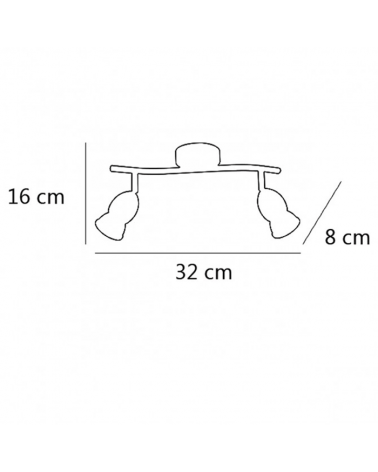 Surface mounted 2 spot lights 35cm satin nickel color bullet shape 50W GU10