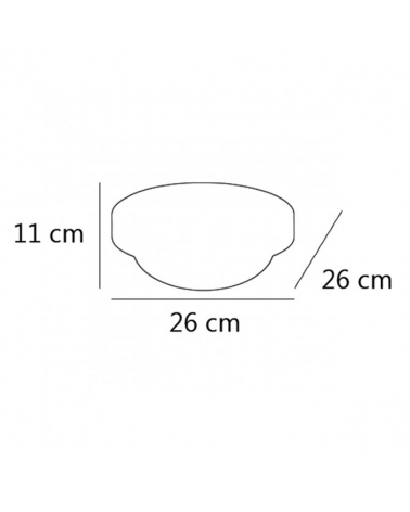 Plafón sencillo esférico de cristal mate 26cm base color cuero 3x60W E27