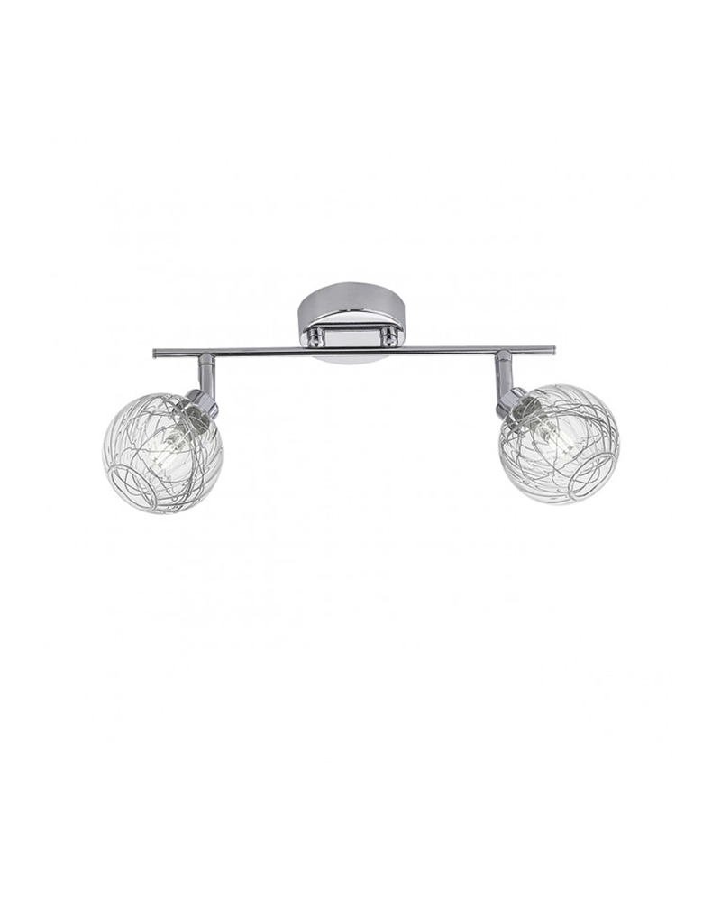 Surface mounted 56 cm 2 spotlights with glass 40cm lampshade with interior linear decoration in line chrome finish 2 X 40W G-9