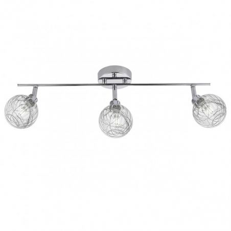 Surface mounted 3 spotlights with glass lampshade with interior linear decoration in line chrome finish 3 X 40W G-9 62cm