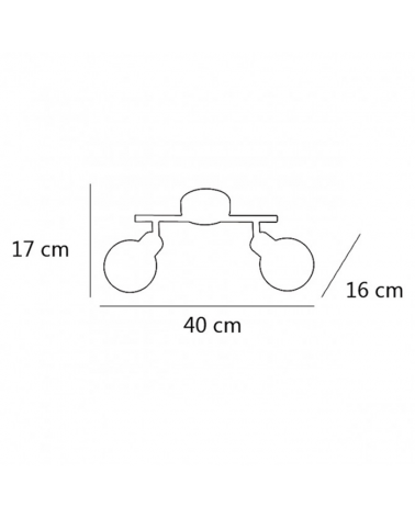 Surface mounted 56 cm 2 spotlights with glass 40cm lampshade with interior linear decoration in line leather finish 2 X 40W G-9