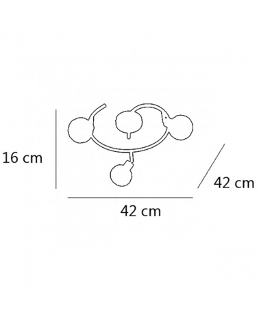 Circular ceiling light 42cm. 3 spotlights leather finish glass lampshade with interior linear decoration 3 X 40W G-9