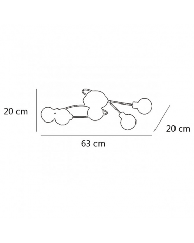 Ceiling light 63cm. 5 intertwined spotlights, leather finish glass lampshade with interior linear decoration 5 X 40W G-9