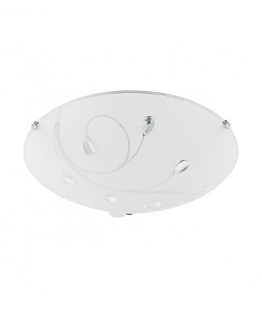 Ceiling lamp 30cm white frosted glass with detail of flowers with drops 2 x 60W E-27