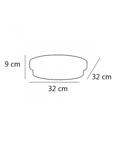 Plafón sencillo disco  de cristal mate 32cm base color cuero 3x60W E27