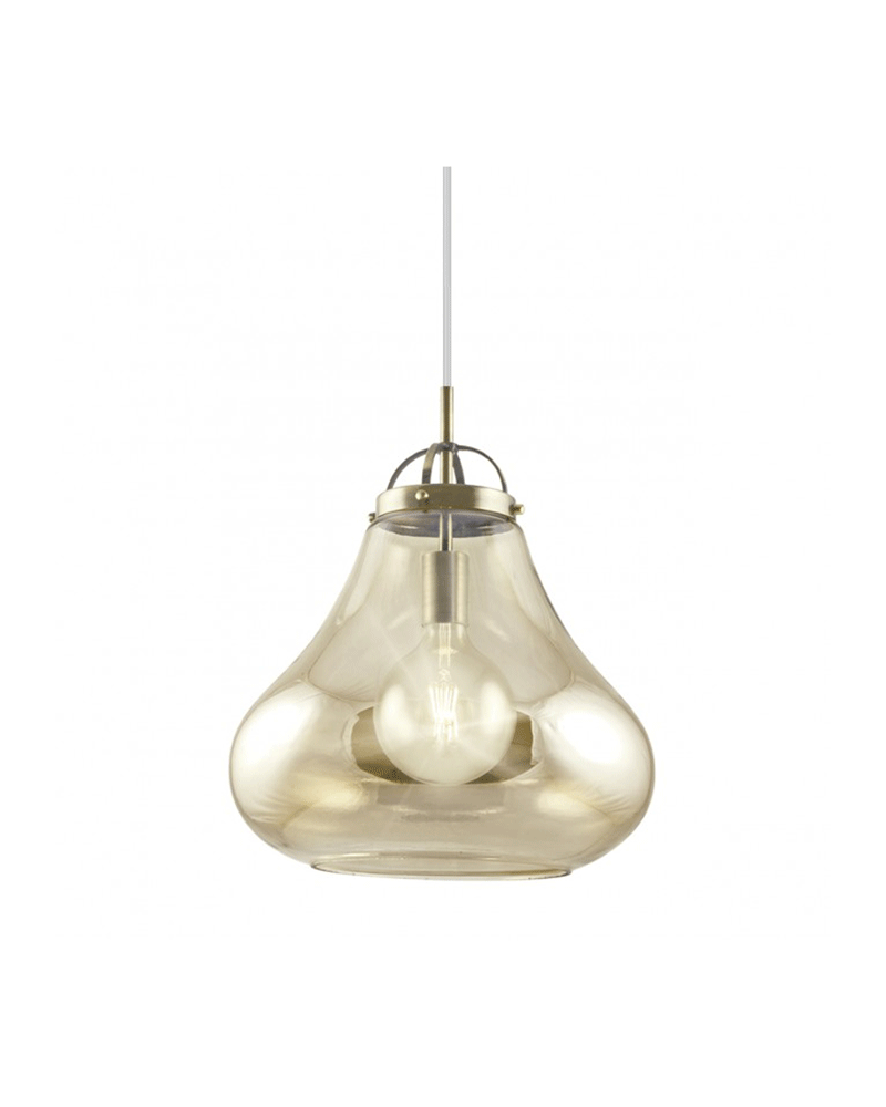 Ceiling lamp With bell-shaped glass lampshade and leather-colored metal 1x40W E27 35cm