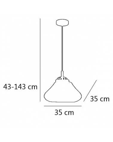 Ceiling lamp With bell-shaped glass lampshade and leather-colored metal 1x40W E27 35cm
