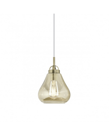 Ceiling lamp With bell-shaped glass lampshade and leather-colored metal 1x40W E27 20cm