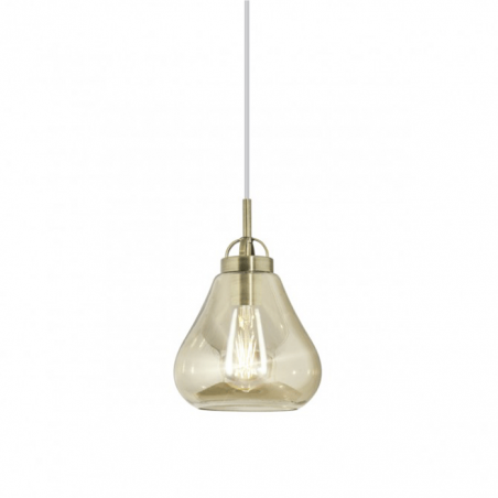 Ceiling lamp With bell-shaped glass lampshade and leather-colored metal 1x40W E27 20cm