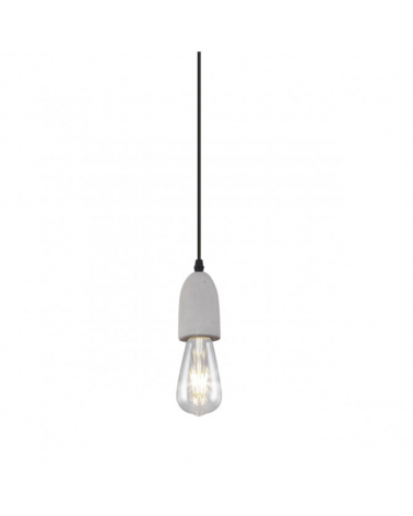 Bell-shaped pendant in gray cement with black cable 60W E27