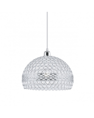 Ceiling lamp with hemispherical glass lampshade with metal frames in chrome color 1x60W E27 31cm