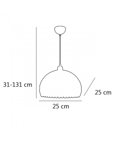 Ceiling lamp with hemispherical glass lampshade with metal frames in chrome color 1x60W E27 31cm