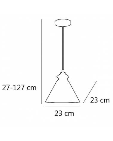Ceiling lamp with bell-shaped glass lampshade and metal 1x40W E27 27cm