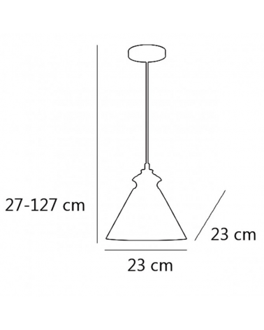 Lámpara de techo de techo de 27cm con pantalla en cristal con forma de campana y metal 1x40W E27
