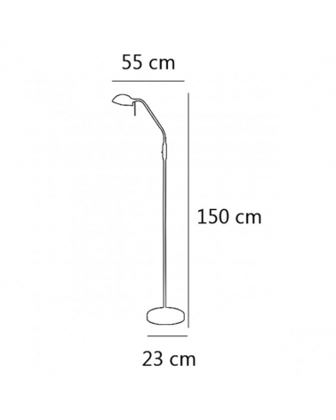 Lámpara de pie 150 cm. Con foco orientable en níquel satinado 30W E14