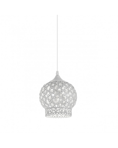 Ceiling lamp 18 cm. White finish with diamond type crystals 60W E-27