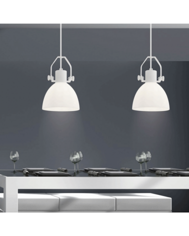 Lámpara de techo con pantalla blanca soporte blanco 43cm estilo campana industrial 1 X 60W E-27