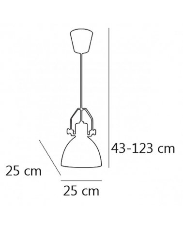 Ceiling lamp with white lampshade white support 43cm industrial bell style 1 X 60W E-27