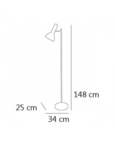 Lámpara de pie de 148cm en metal acabado cuero foco abatible líneas rectas E27