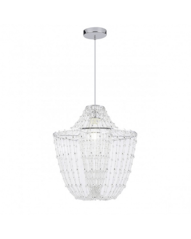 Chain ceiling lamp with acrylic and metal beads chrome finish 1 X 60W E-27 55cm