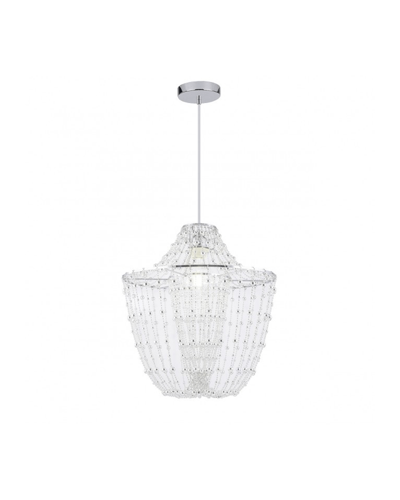 Chain ceiling lamp with acrylic and metal beads chrome finish E27 55cm