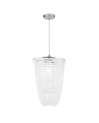 Chain ceiling lamp with pieces in acrylic imitation cut glass and metal chrome finish 1 X 60W E-27 45cm