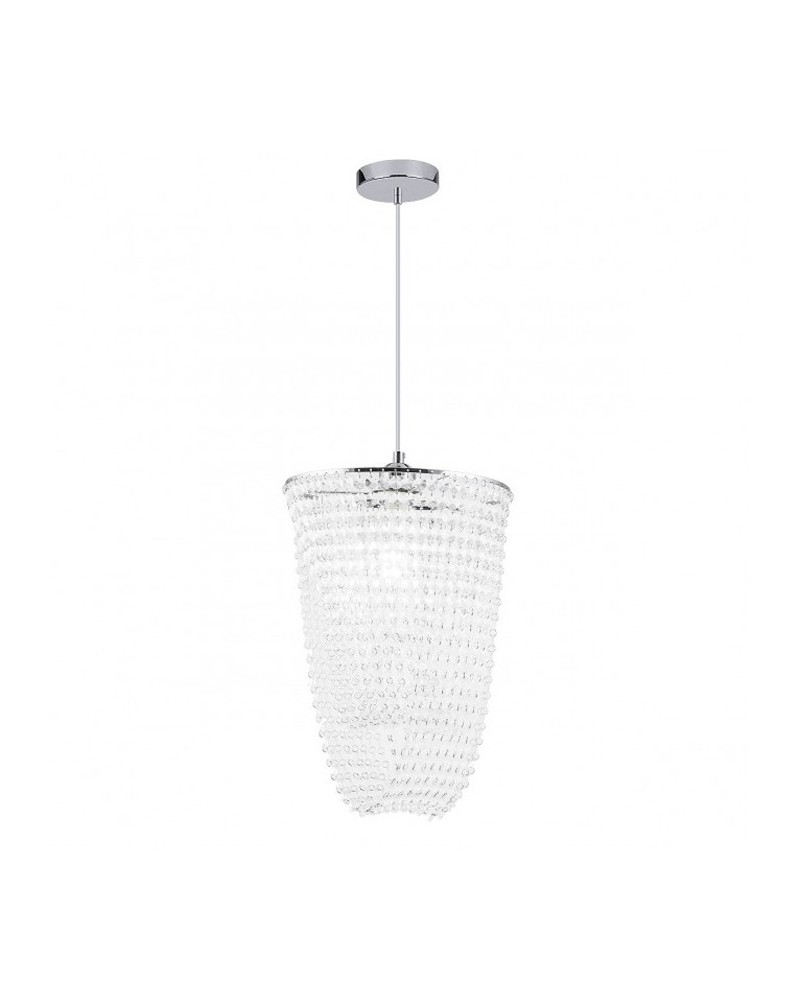 Chain ceiling lamp with pieces in acrylic imitation cut glass and metal chrome finish 1 X 60W E-27 45cm