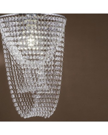 Lámpara de techo 45cm cadena con piezas en acrílico imitación cristal tallado y metal acabado cromo 1 X 60W E-27