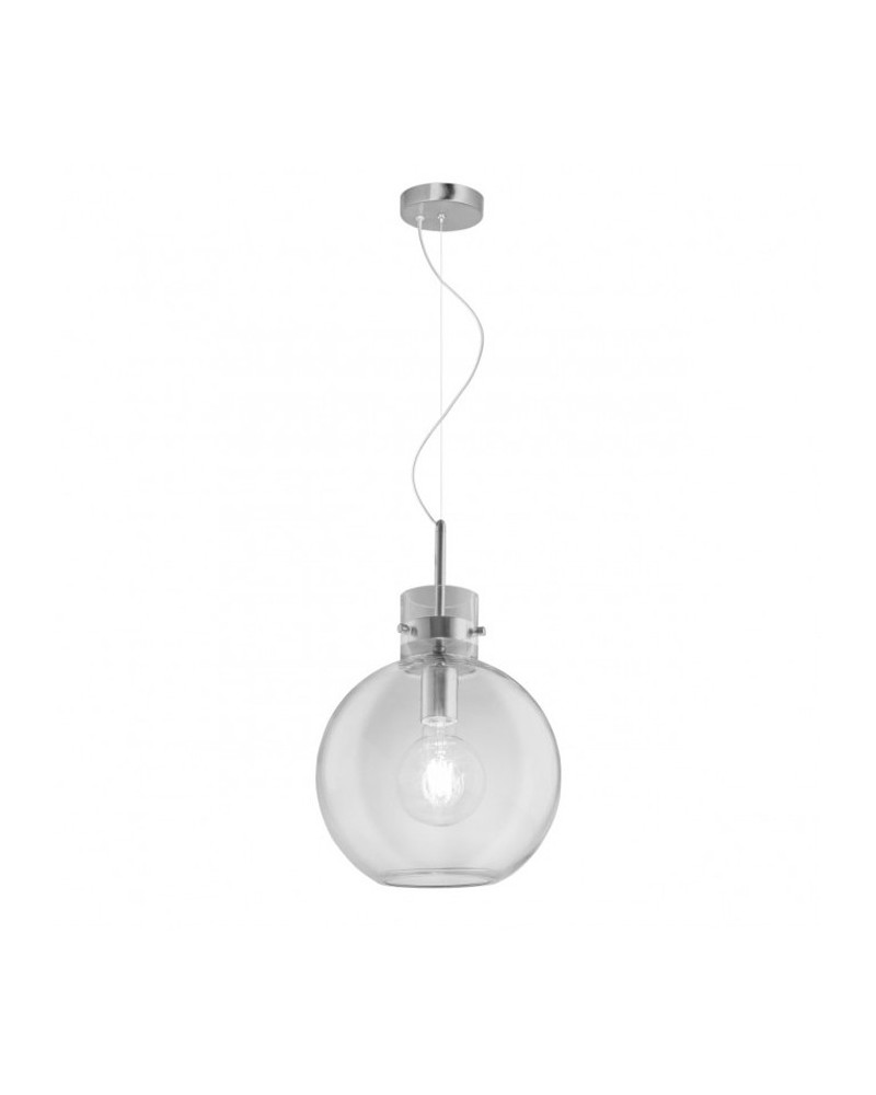 Lámpara de techo 25cm forma campana de cristal y portalámparas en cromo  1 X 60W E-27