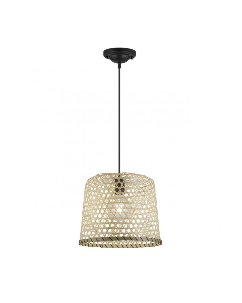 Bamboo bell Ceiling lamp with black metal lamp holder 1 X 60W E-27 27cm