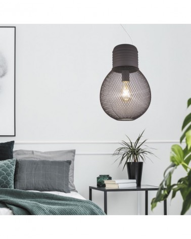Lámpara de techo 56cm tipo jaula negra   1 X 60W E-27