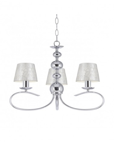 Ceiling lamp with 3 mother-of-pearl lampshades body chrome finish 3xE14 56cm